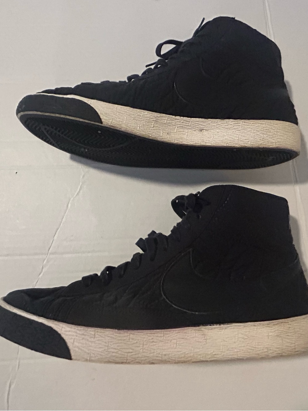 Nike BLAZER Mid PREMIUM SE 857664-001 BLACK Quilted Fabric Textured Womens 8.5 - Picture 3 of 7